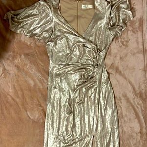 Elegant party dress, size 14 back zipper leg opening at the front price 60